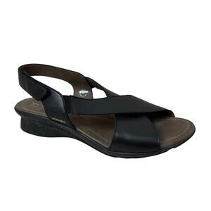 Mephisto Women's Slingback Crisscross Black Leather Sandals Women’s Sz 40 (US 9)